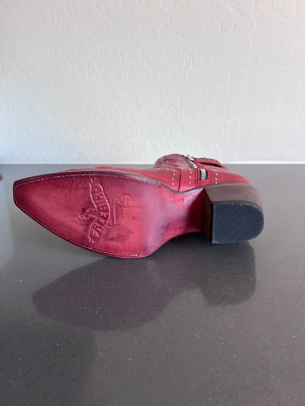 FREEBIRD red leather studded ankle booties - Picture 6 of 10